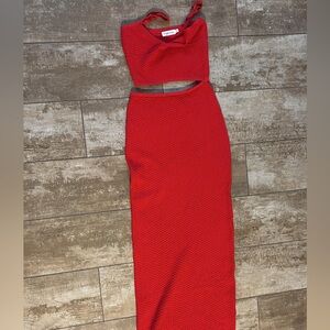 Beginning Boutique Red Cut-Out Maxi Dress